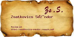 Zsatkovics Sándor névjegykártya
